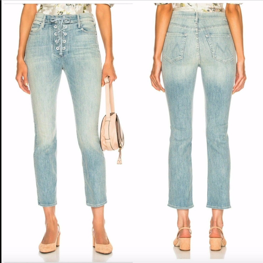 $238 MOTHER Lace Up Dazzler Jeans Blue SZ 26